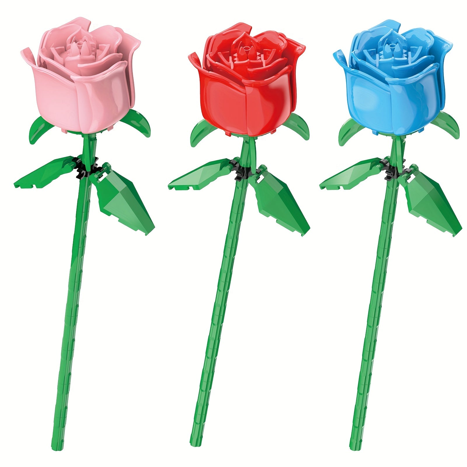 3pcs Roses Flower Building Blocks 3 Colors Bouquet Gift for Girls Kids