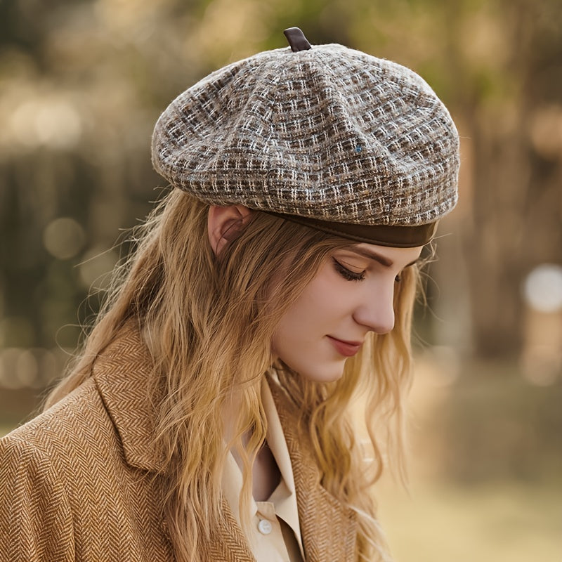 Women's Classic Stripes Beret Hat French Beanie for Winter Fall