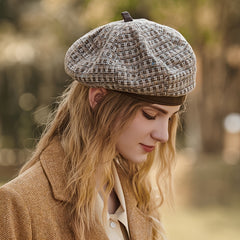Women's Classic Stripes Beret Hat French Beanie for Winter Fall