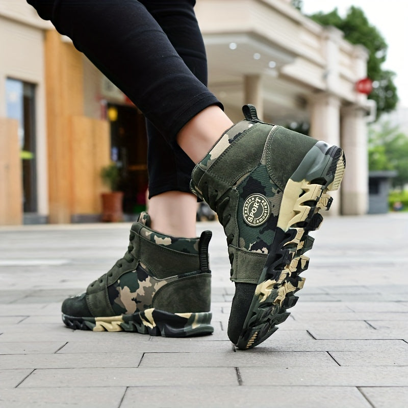 Women's Camo Combat Boots High Soft Sole Round Toe Non slip Outdoor Hiking Shoes