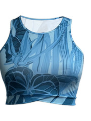 Women's Plus Tropical Print Crop Tank Top & Leggings Outfits 2 Piece Set