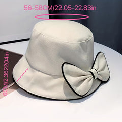 Bowknot Bucket Hat Solid Sunscreen Basin Hats Cotton Beach Cap