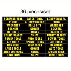 36 Piece Toolbox Label Sticker Set - Organize Your Toolbox In Style