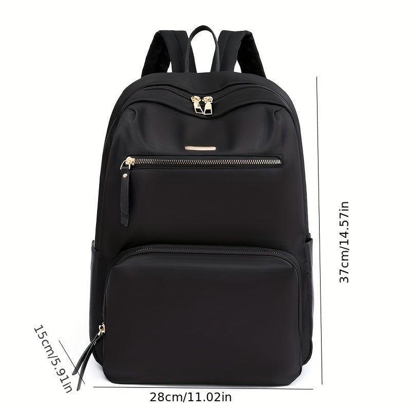 Minimalist Casual Zipper Backpack Lightweight Solid Rucksack