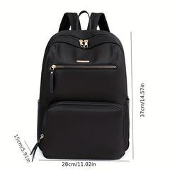 Minimalist Casual Zipper Backpack Lightweight Solid Rucksack