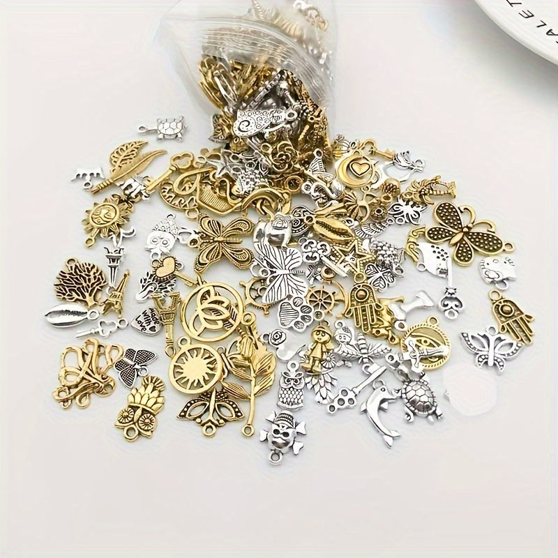 30-60pcs Alloy Silver Pendant Vintage Charms Bulk for DIY Jewelry Making