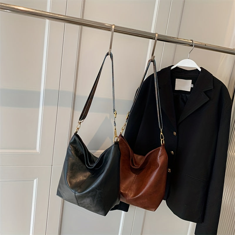 Women's Vintage Tote Shoulder Bag with Wide Strap Lightweight Hobo Bag