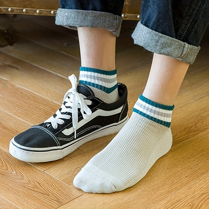 Retro Striped Crew Socks Men's Stockings All Seasons Outdoor Wear
