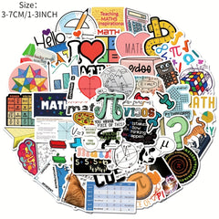 50pcs Math Series Waterproof Vinyl Stickers for Water Bottles Laptops Phones