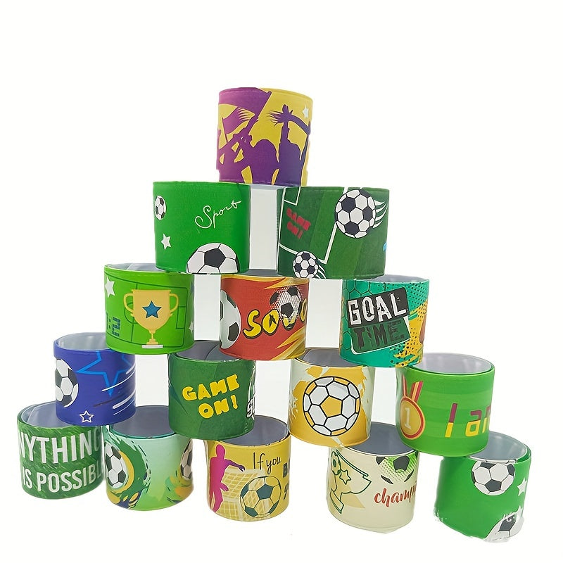12pcs Soccer Pattern Slap Bracelet for Soccer Party