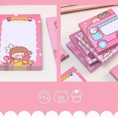 4pcs Cartoon Sticky Notes Heart Memo Pad Student Memo Paper