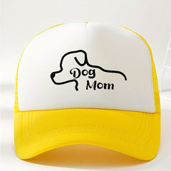 Dog Mom Print Trucker Hat Mesh Casual Baseball Cap Lightweight Dad Hats