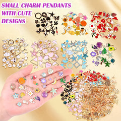 60 PCS Silvery & Golden Enamel Bracelet Charms for Jewelry Making