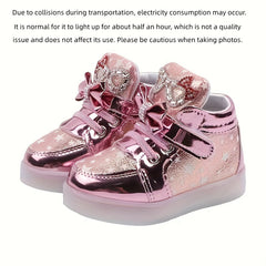 Girl's LED Light Up High Top Skate Shoes