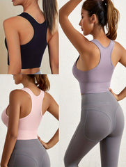 3pcs Colorblock Sports Bras for Women Comfy & Breathable Push Up Shockproof Bra
