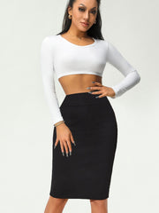 Solid Bag Hip Skirts High Waist Pencil Skirts Women's Clothing