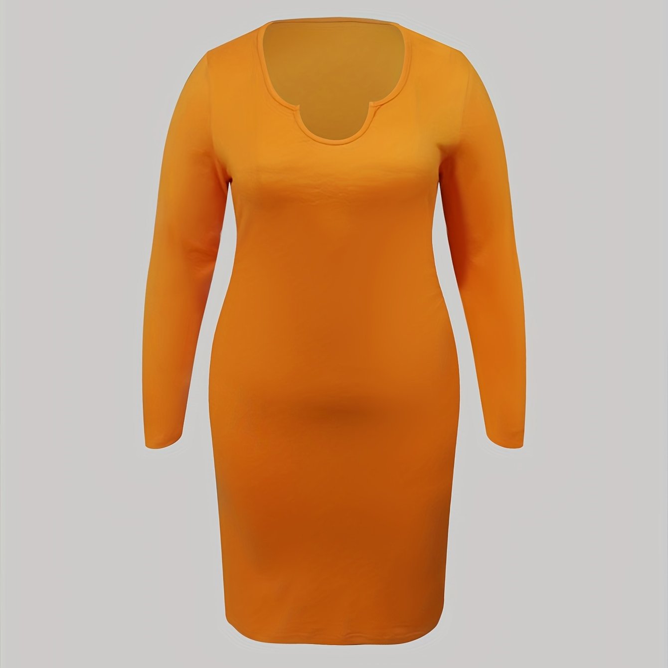  Casual Dress Solid Long Sleeve Bodycon Midi Dress
