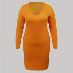  Casual Dress Solid Long Sleeve Bodycon Midi Dress