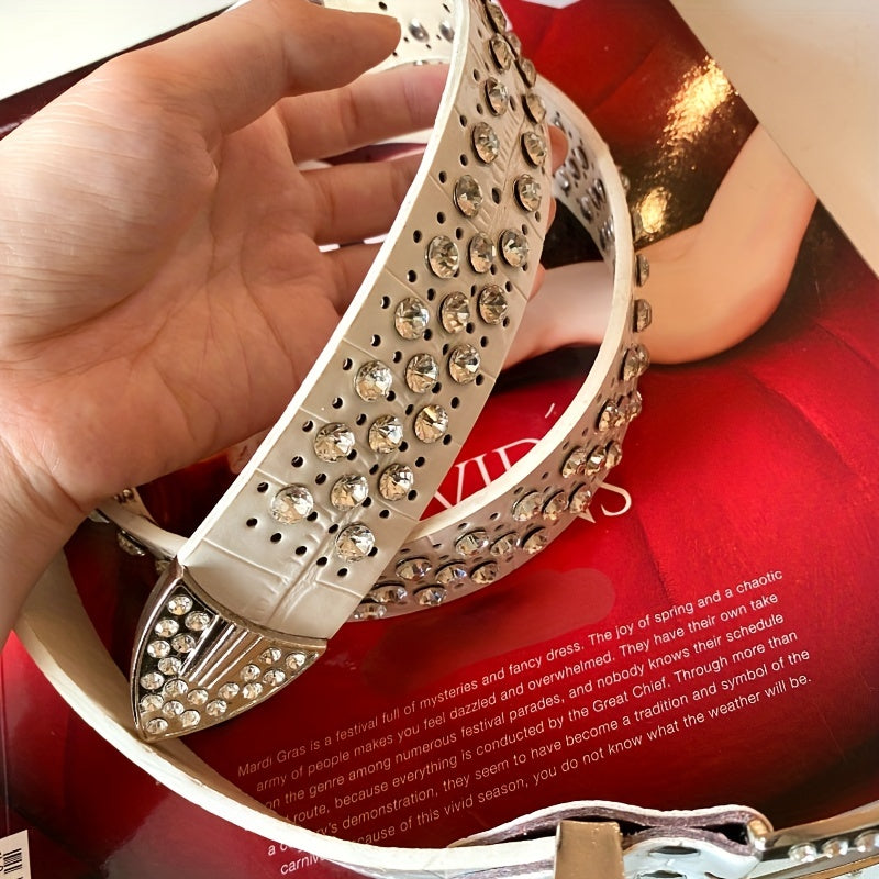 Punk Rhinestone Western Belt Cowboy Cowgirl Y2K Bling Jeans Belt
