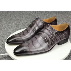 Men's Triple Monk Strap Slip On Loafers