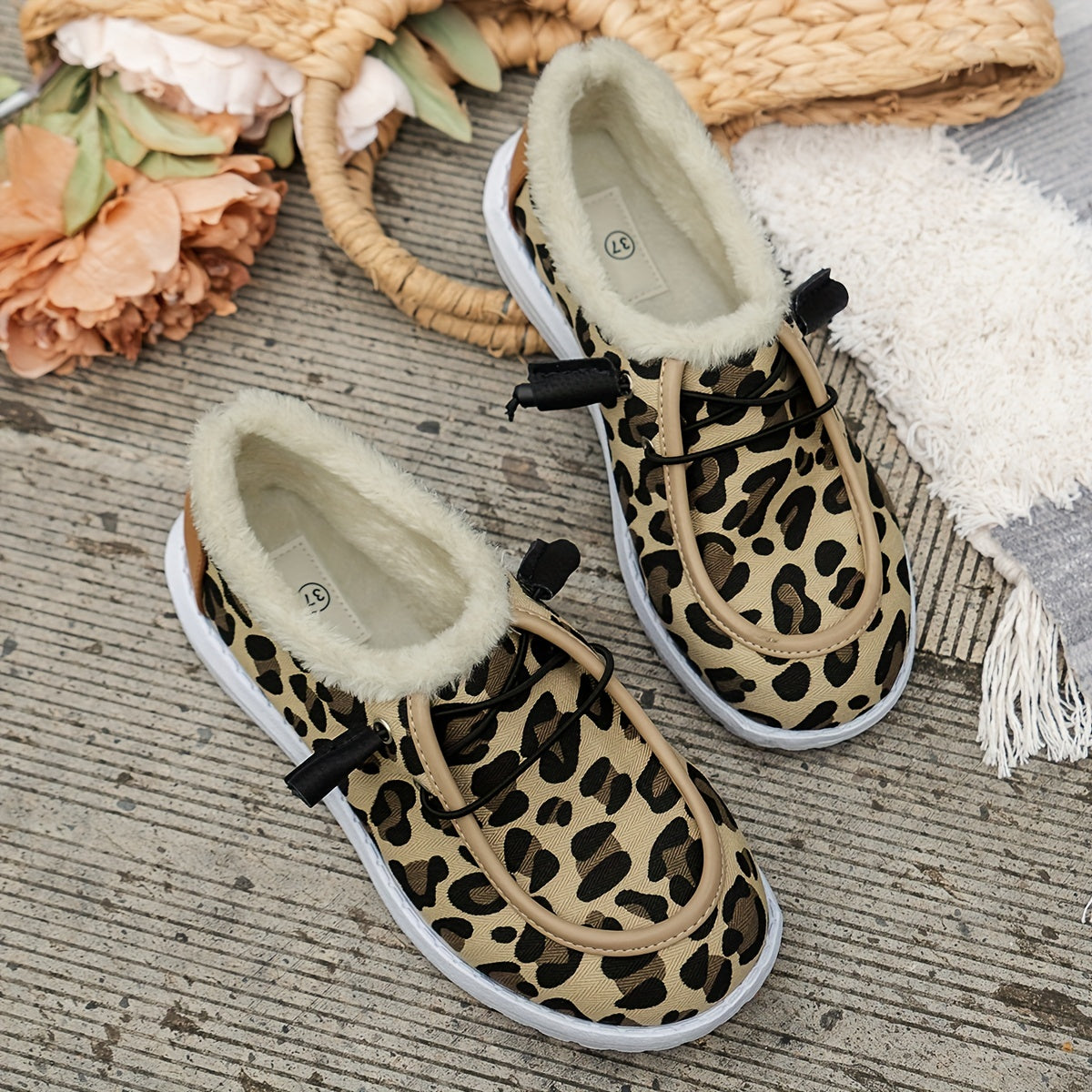 Leopard Pattern Non-slip Warm Walking Sneakers Sport Shoes