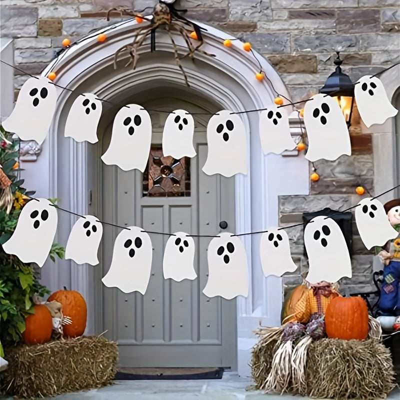 3pcs Halloween Hanging Ghost Banner Glitter Decorations
