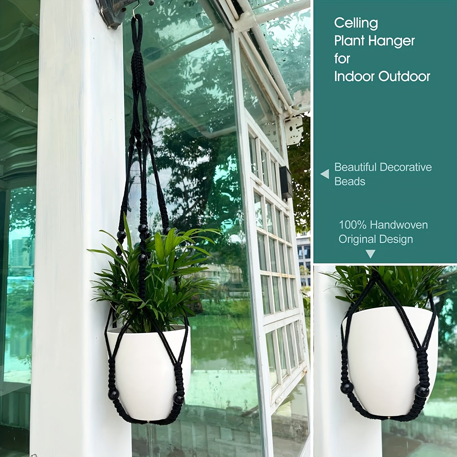 3 Macrame Plant Hangers Indoor Plant Holders 35inch