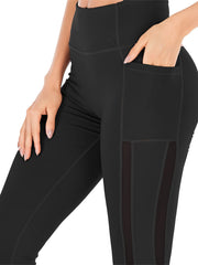  Women's High Rise Yoga Leggings with Mesh Contrast Pipping