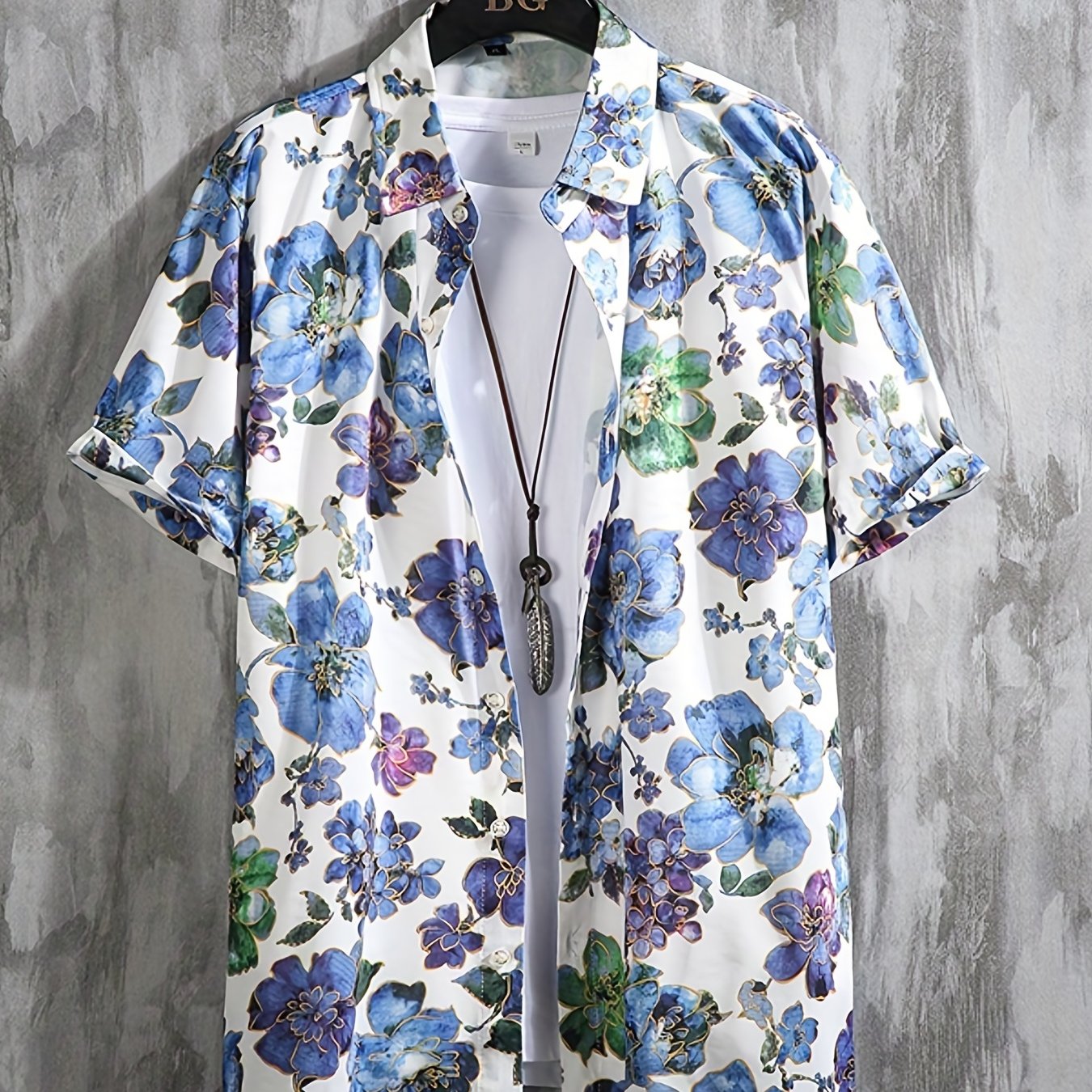 Men's Floral Print Short Sleeve Hawaii Shirt for Summer Vacation