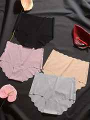 4pcs Seamless Scallop Trim Briefs Women's Lingerie