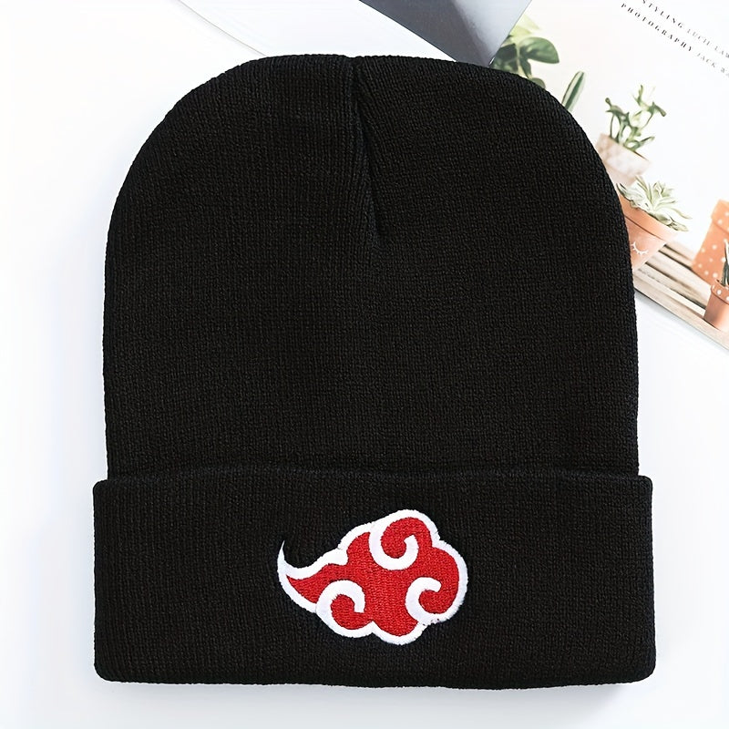 Men's Knit Hat Red Cloud Embroidery Anime Style Beanie