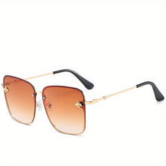 Honeybee Square Sunglasses Gradient UV400 Metal Glasses