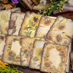50pcs pack Memory Flower Zone Series Retro Decorative Diary Collage