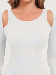Ribbed Shaping Bodysuit Long Sleeve Tummy Control Slimmer Body Shaper