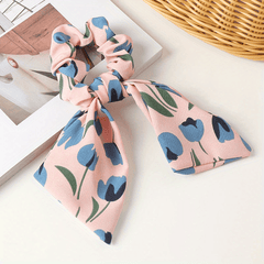 Tulip Pattern Bow Knot Hair Tie Flower Hair Rope Pastoral Hair Accessory
