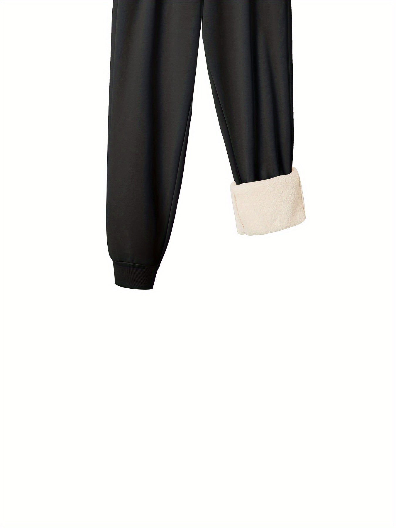  Leopard Heart Print Fleece Joggers with Pockets