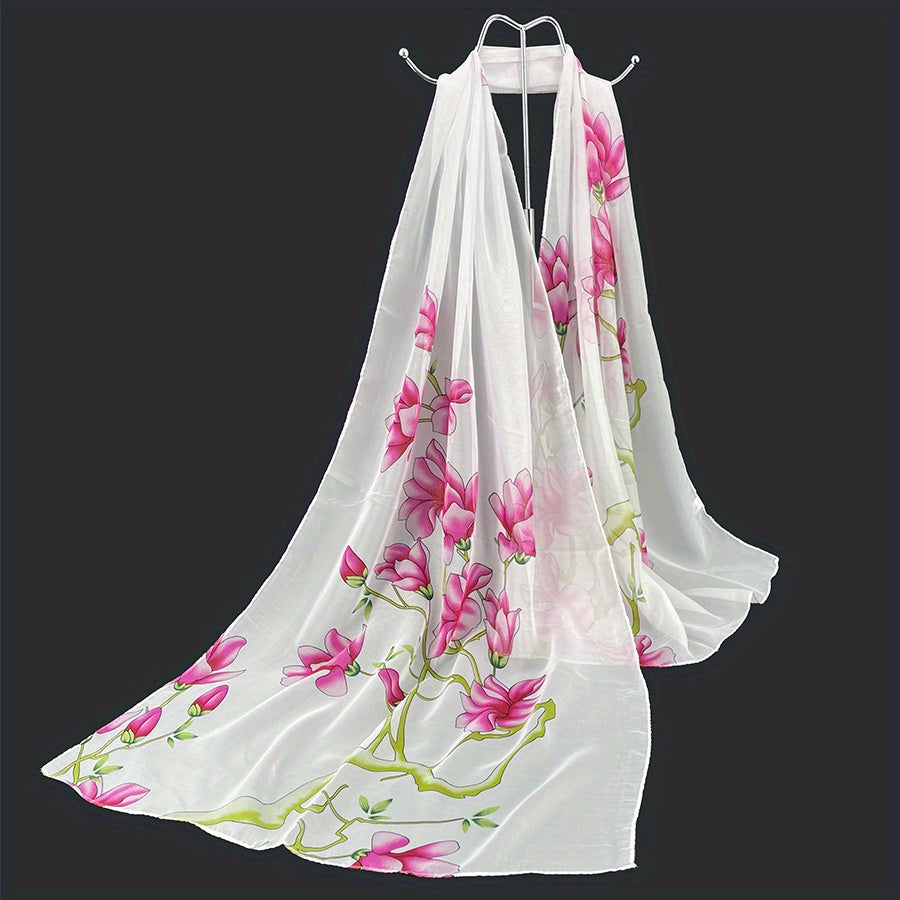 Kapok Print Chiffon Scarf Thin Breathable Shawl Casual Head Wrap Hijab
