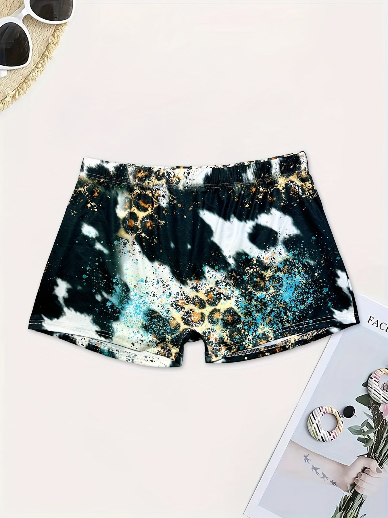 Women's Plus Western Leopard & Cross Skinny Shorts