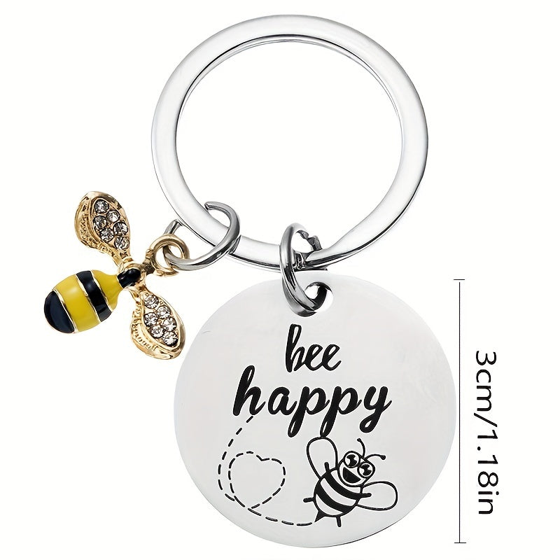 Bee Happy Keychain Inspiring Gift for Loved Ones