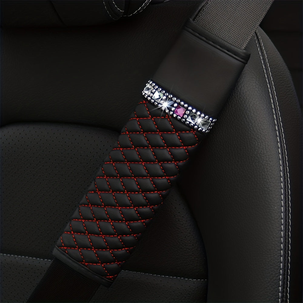 3D Embroidery Diamond Car Seat Belt Cover - Breathable & Comfortable
