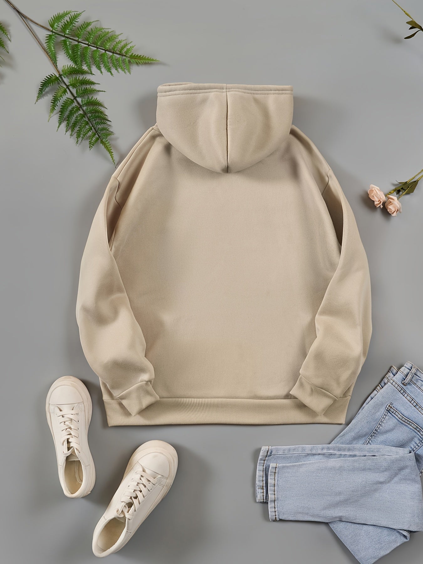 Letter Print Drawstring Sweater Long Sleeve Hoodies Women's Sweatshirt