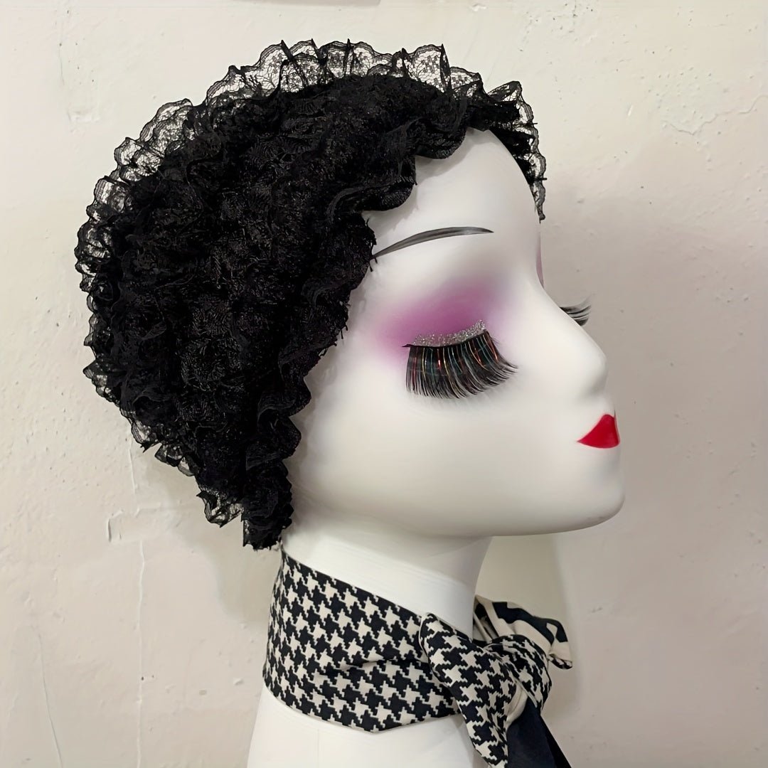 Lace Ruffles Turban Cap Head Wrap Bonnet Solid Chemo Hats