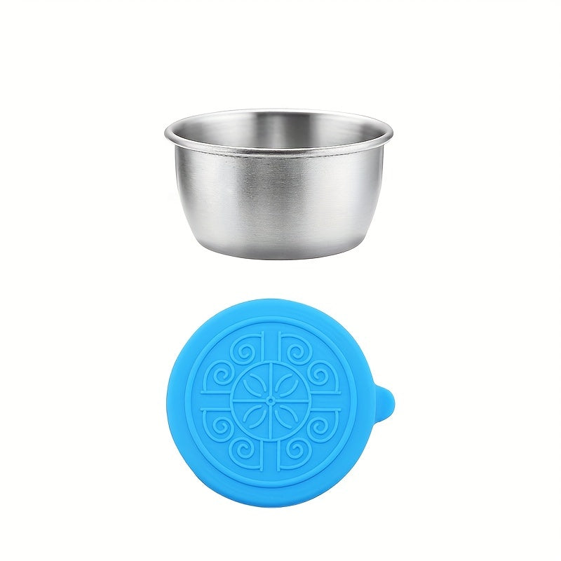 304 Stainless Steel Sauce Cup Mini Silicone Lid 50ML Leakproof Seasoning Dish