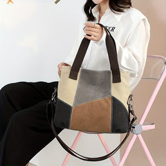 Stain Resistant Block Tote Bag Large Capacity Durable Shoulder Bag
