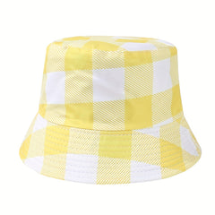 Chessboard Pattern Reversible Bucket Hat Unisex Fisherman Cap