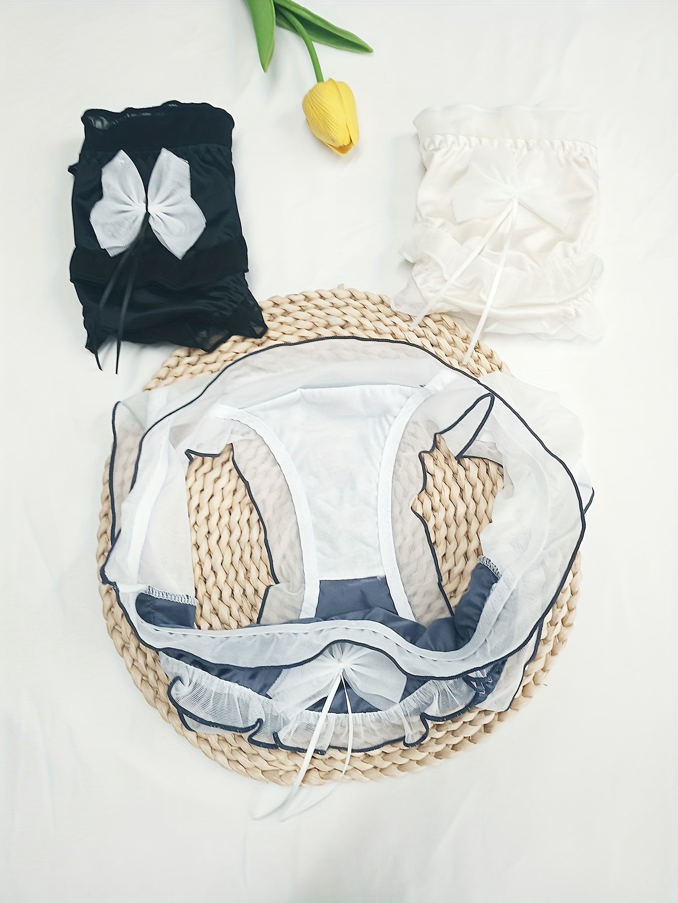 3pcs Contrast Mesh Briefs Comfy & Breathable Intimates Panties