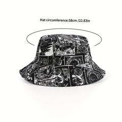 Pattern Graffiti Print Bucket Hat Lightweight Fisherman Cap