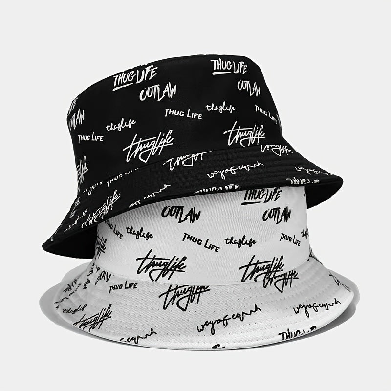 Sunshade Bucket Hat With Letter Printed Sun Hat For Daily Shopping