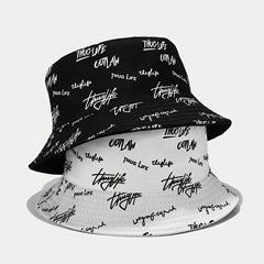 Sunshade Bucket Hat With Letter Printed Sun Hat For Daily Shopping