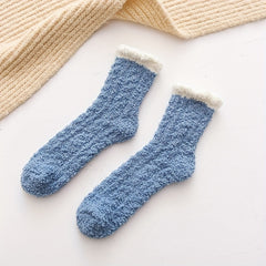 4 Pairs Fuzzy Floor Socks, Comfy & Warm Mid Tube Socks, Women's Stockings